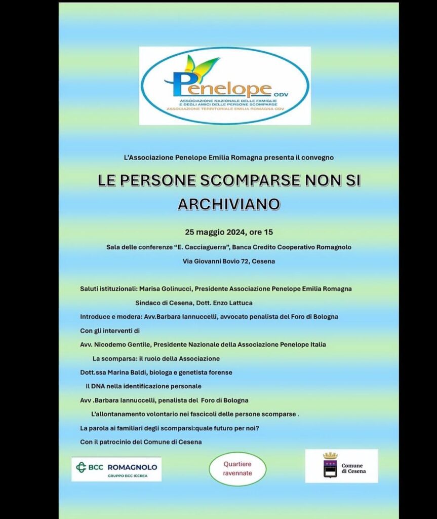 Persone scomparse Cesena convegno Penelope 2024