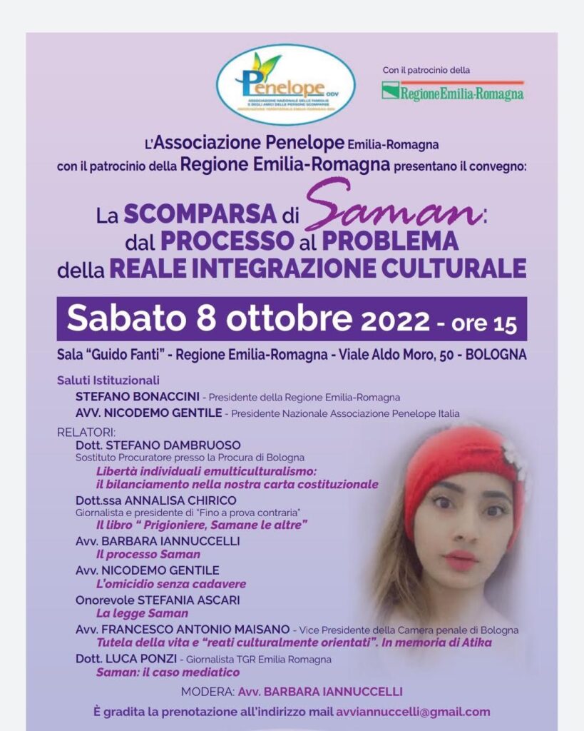 Caso Saman Abbas Bologna convegno Penelope 2022